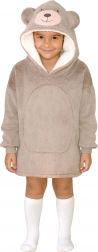 Meleg kapucnis pulóver-takaró gyerekeknek, 3–6 éves, medvés Cozy Noxxiez