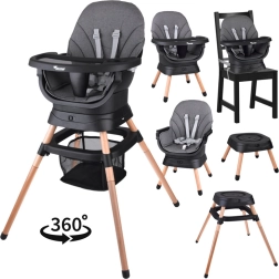 Multifunctional Rotating 6-in-1 High Chair for Children – gray