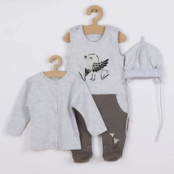3-piece cotton baby set Koala Birdy grey
