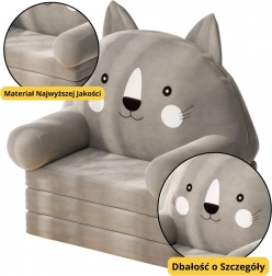 Foldable Children's Chair Cat Grey 3-Level