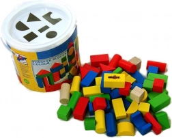 Drevené kocky pre batoľatá v vedierku s triedičom