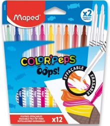 Flomasteri MAPED Color’Peps Oops 12 boja + 2 brisalice