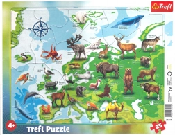 TREFL Puzzle Karta Europe sa životinjama 25 dijelova