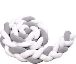 Flettet sengekant 180 cm white + grey