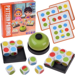 Family reaction game with colorful patterns and a bell