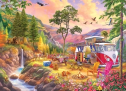 EUROGRAPHICS puzzle with VW Bus theme  a paradise for campers 1000 pieces