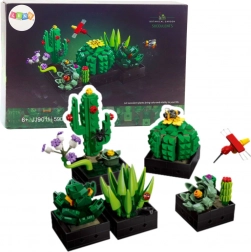 Construction building set cacti and flowers, 590 pieces
