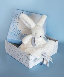 Doudou cadeauset blauw - konijntje met dekentje