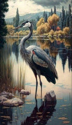 Diamond Painting Crane on the Lake 30 × 40 cm