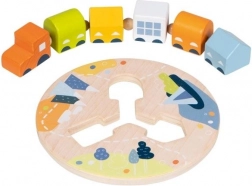 goki threading wooden train with five carriages