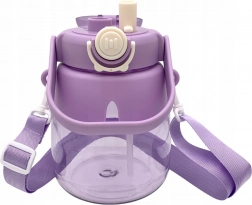 Dětská láhev na vodu se slámkou a popruhem 1 l