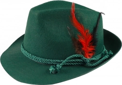 Jæger-/tyrolerhat med fjer til voksne