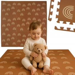 Tappetino in schiuma HUMBI 180 × 180 cm – arcobaleni marroni, 9 pezzi, impermeabile e sicuro