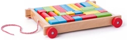 Carrellino in legno con blocchi colorati da trainare