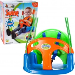 Children's swing with seat and safety straps