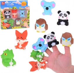 Rubber Finger Puppets Zoo Animals - Set of 5 Figures