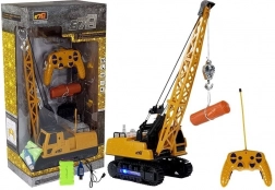 RC construction crane with remote control and lights – yellow