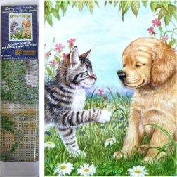 Diamond Painting Puppy and Kitten 30 × 40 cm
