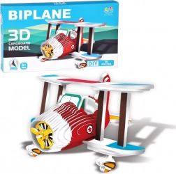 Puzzle 3D modèle d’avion en carton – biplan, DIY 62 pièces