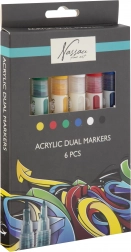 Dubbelzijdige acrylmarkers NASSAU FINE ART, 6 kleuren