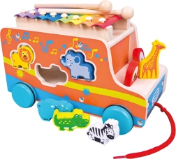 Træbil Bino med puttekasse og xylofon