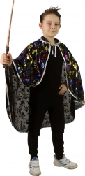 Kids' wizard cape with metallic skull print