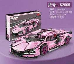 Pink sports car building kit 1280 pieces