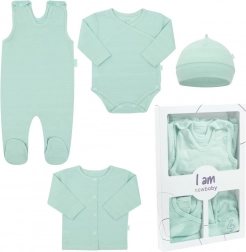 4-piece newborn hospital set NEW BABY I AM, mint, size 62 (3–6 months)