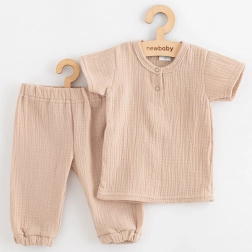 Set in mussola per neonati maglietta e pantaloni New Baby beige 86 (12–18 mesi)