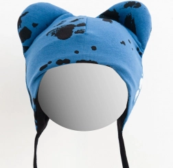 Cappellino neonato in cotone con orecchiette NEW BABY Zampetta blu