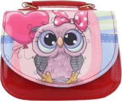 Petit sac à main pour enfants avec hibou, rouge, brillant