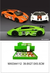 kovový športový model auta s otváracími dverami a funkciou pull back