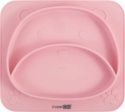 Silicone Plate Bear with Suction, Pink