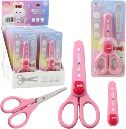 School Scissors with Protective Cover Pink Bunny 14cm