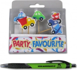 Colorful decorative candles in the shape of cars