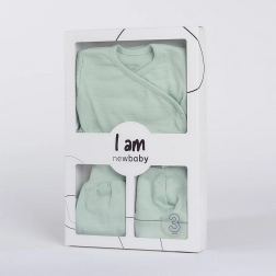 Set neonato 3 pezzi per ospedale NEW BABY I AM, menta
