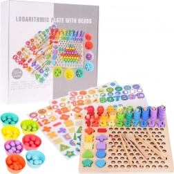 Wooden educational game set 3+ with magnetic fishing, number learning and pattern building