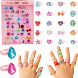 Set of Kids' Glitter Rings, Multicolor, 50 pcs