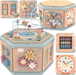 Interaktiv trækube i træ Montessori med aktiviteter fra Tooky Toy