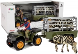 Quad bike with trailer and zebra – children's figure set