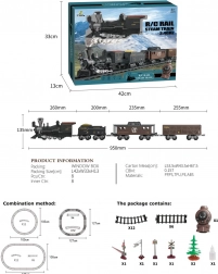 Retro remote-controlled train with lights, sounds and smoke 172 cm