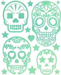 Fluorescent iron-on patches – large sheet with skull designs