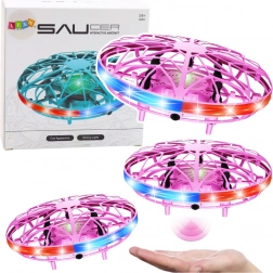 UFO mini drone with hand control and LED lighting – pink