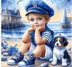 Gyémántfestés Kis matróz 30 × 40 cm