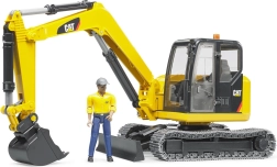 Bruder minigraafmachine CAT met bouwvakkersfiguur 1:16