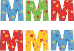 Kolorowa drewniana litera Gwiazdka M