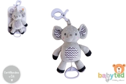 Plush elephant with pull-string music box and clip 30 cm