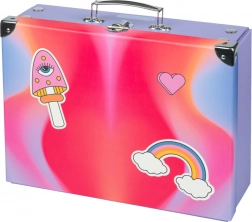 Összecsukható iskolai bőrönd Szivárvány piros