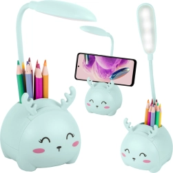 Detská nočná LED lampička s organizérom a stojanom na telefón – Modrá