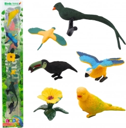 Set of Mini Figures Exotic Birds Hibiscus Yellow 4-11 cm 6 pcs